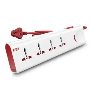 GM 3060 Extension Board 2M Cord | 4 Universal Sockets | 10A 250V | Surge Protector | Master Switch & Safety Shutter