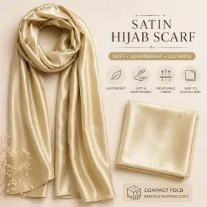 Premium Satin Hijab Scarf for Women in Silver Blue – Soft Silk Feel Plain Muslim Head Scarf