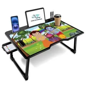 Premium Foldable Laptop Table for Bed with Cup Holder & Device Slot | 59 x 40 cm Portable Study Desk