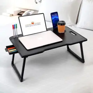 Multipurpose Foldable Laptop Table for Bed | Portable MDF Study Desk with Aluminum Legs