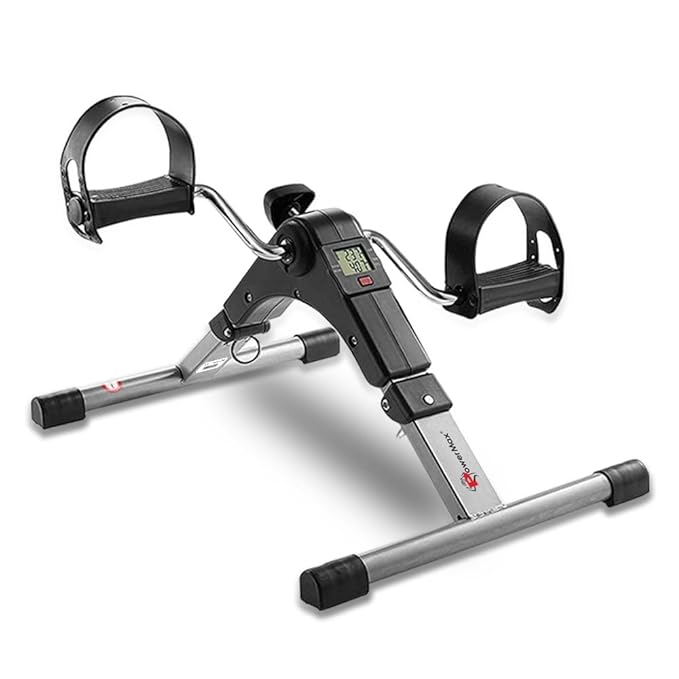 PowerMax Fitness BS-MINI Mini Cycle Pedal Exerciser with Adjustable Resistance and Digital Display – for Light Leg and Arm Exercise and Physiotherapy at Home