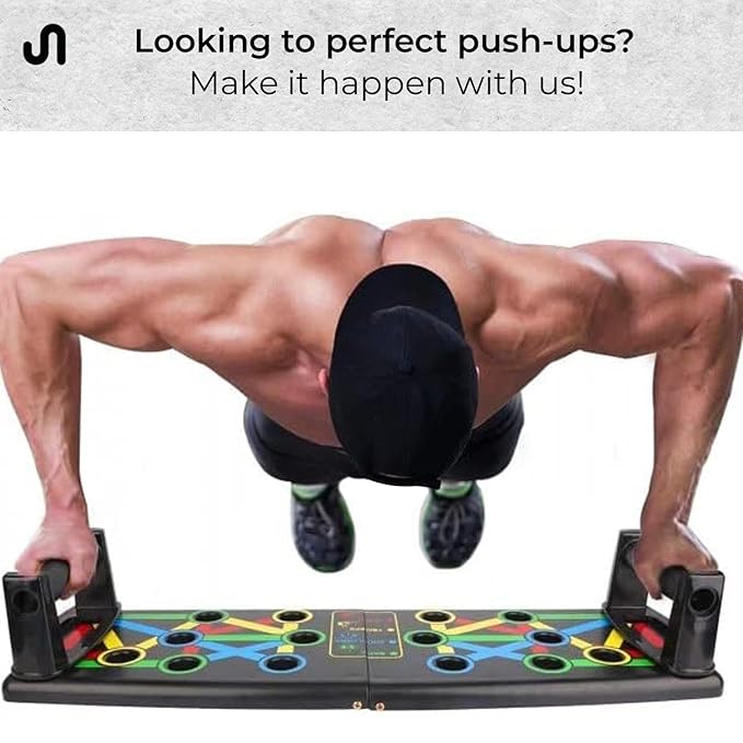 Bodyband Push Up Board Multifunction Professional Push Up Board For Chest, Back, Shoulder, Triceps Foldable Push Up Bar Portable Home Gym Equipment For Men & Women – Black