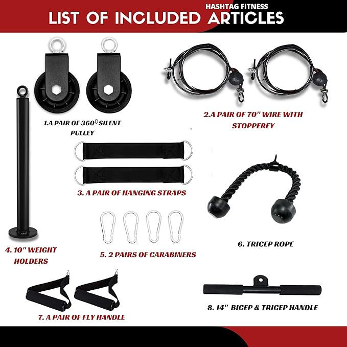 Hashtag Fitness multi station dips bar with portable pull up bar for home workout, gym cable pulley system latpull down Cable Machine Attachments weight loading pin gym equipment for men