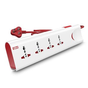 GM 3060 Extension Board 2M Cord | 4 Universal Sockets | 10A 250V | Surge Protector | Master Switch & Safety Shutter
