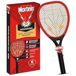 Mortein Advanced Anti-Mosquito Racquet | Electric Mosquito Bat & Fly Swatter | Rechargeable Mosquito Killer Racket for Mosquitoes, Flies & Insects | Multicolor