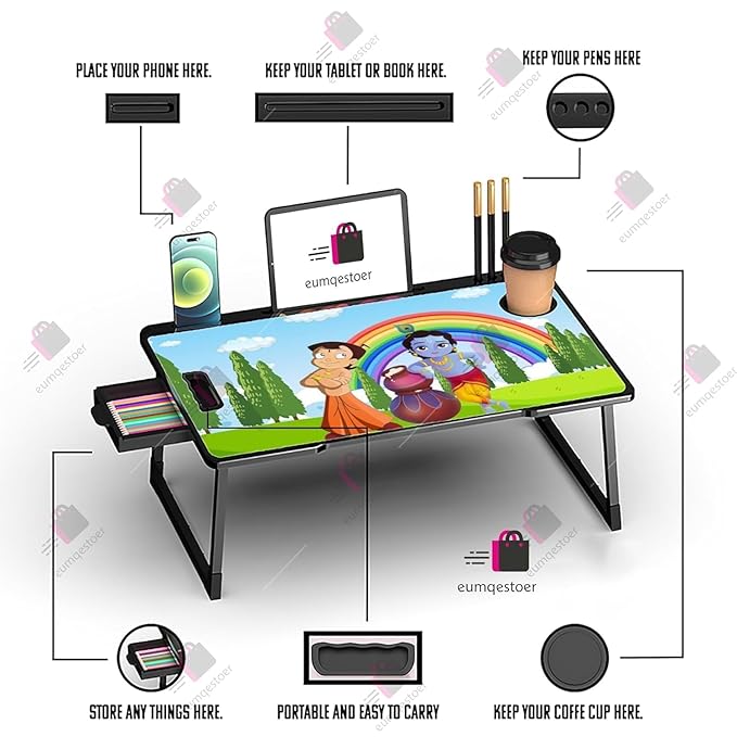 Etekcity Foldable Laptop Bed Table | Portable Wooden Study Desk | 59 x 40 cm
