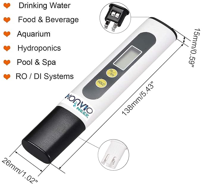 Digital TDS Meter for Water Testing by Konvio Neer | Water Quality PPM Tester for RO Purifier, Drinking Water, Aquarium, Hydroponics & Laboratory Use