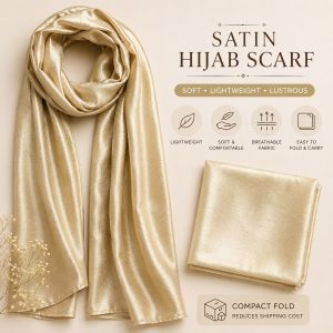 Premium Satin Hijab Scarf for Women in Silver Blue – Soft Silk Feel Plain Muslim Head Scarf
