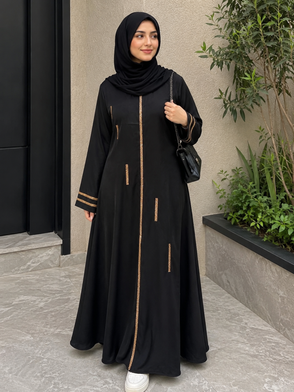 Premium Black Front Open Abaya for Women